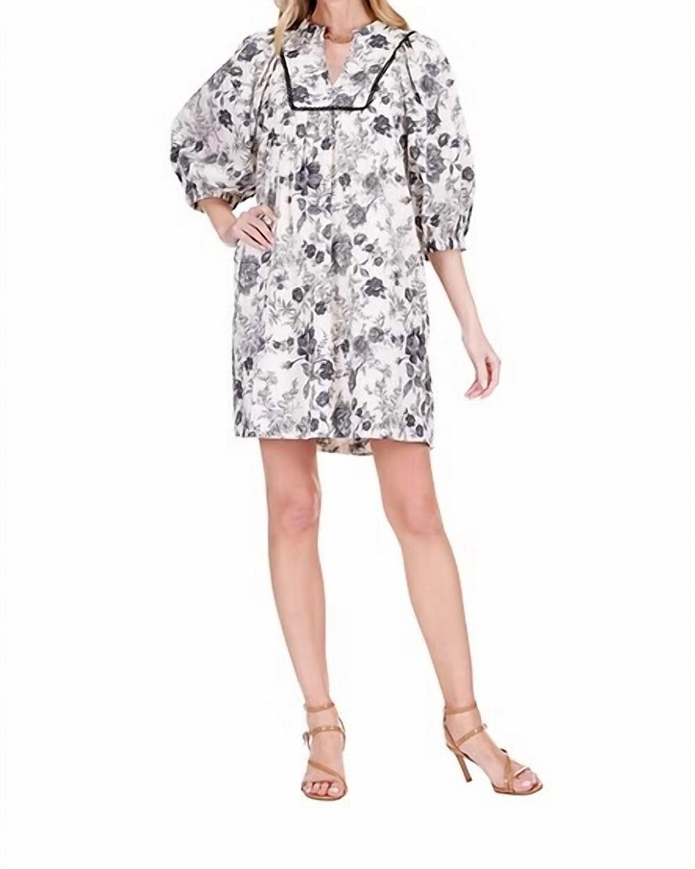 NEW JOY JOY front yolk trim dress in flrl ptry